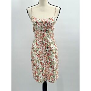 Aqua Babydoll Dress Women XS Floral Satin Wedding Guest Romantic Dainty Delicate